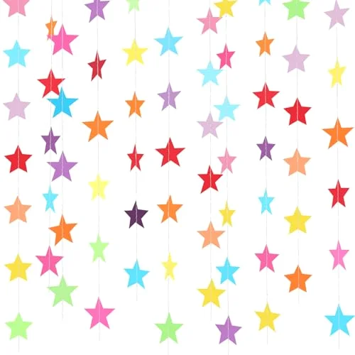 130 Feet Glitter Star Garland Banner 2026 Party Decoration Double Side Star Hanging String Streamer Paper Twinkle for Graduation Wedding Birthday