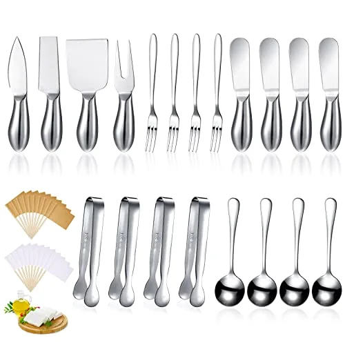Charcuterie Board Accessories Cheese Knife Set, Silver, 20 Pieces