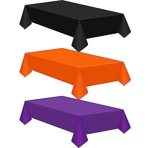 Halloween Tablecloth 54"x108", Black, Orange, Purple, 12 Pcs