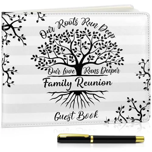 Family Reunion Party Favors Decorations Family Reunion Guest Book Sign in Good Tree Guest Book Gathering Decorations with Pen, 112 Pages