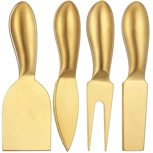 4 Pcs Gold Cheese Knives Set Stainless Steel Knife for Charcuterie