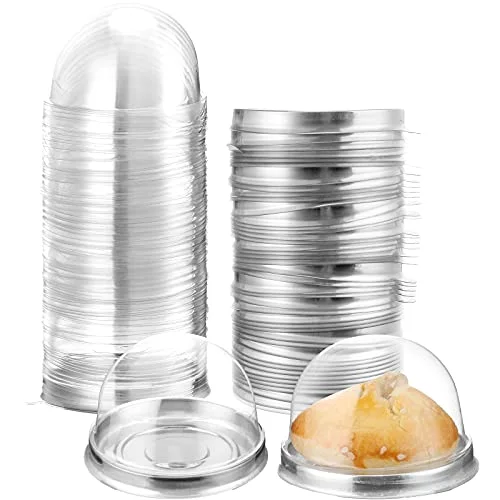 150 Pcs Clear Plastic Mini Cupcake Container, Mini Cupcake Box Muffin Dome Muffin Single Container Box for Wedding Birthday Cheese Pastry Dessert Cake