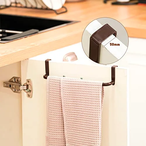 Over Cabinet Door Towel Bar, Metal Kitchen Rack,Brown view 4
