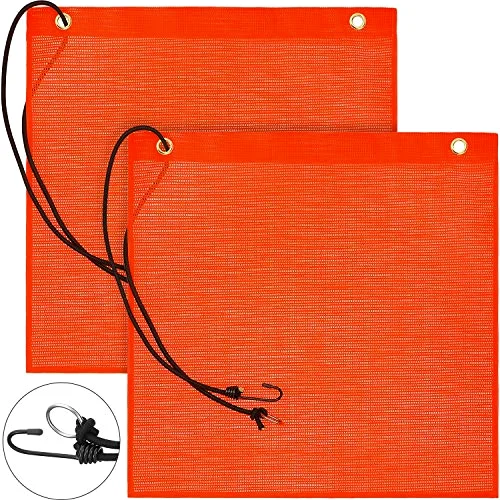 2 Pcs 18x18 Inch Safety Warning Flags Orange for Trailer Truck
