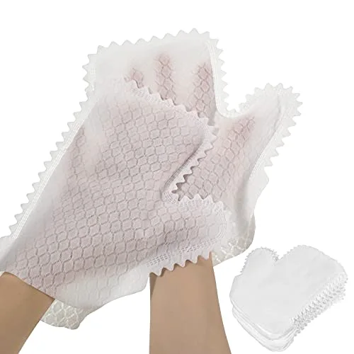 60 Pieces White Microfiber Dusting Gloves Artisan Dusting Mitt Microfiber Cloth Replaces Dust Wipes Feather Dusters for Locks in Dust Pet Hair Sensitive Cleaning Possible Dual-Sided Disposable