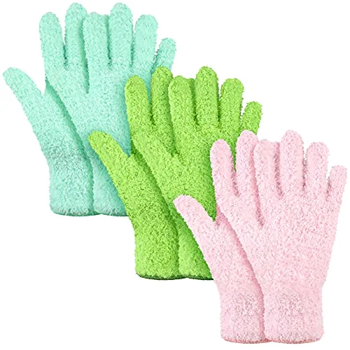 3 Pairs Microfiber Dusting Gloves for Plants Leaf, Small