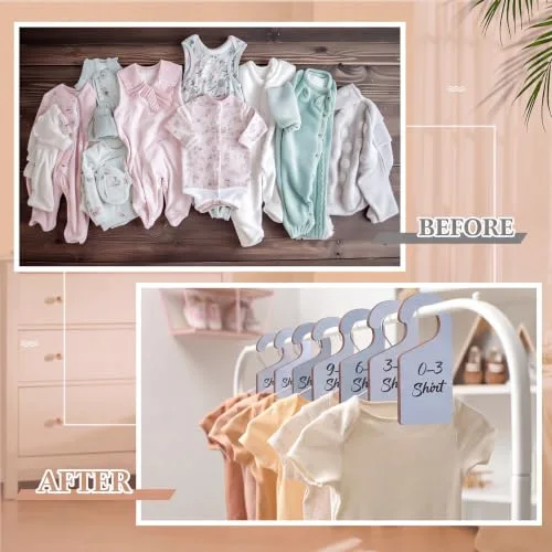 14 Pcs Blank Wooden Clothing Rack Divider with Marker Pen Closet Blank Organizers Hanger Separators Hanging Closet Divider for Home Nursery Clothes view 4