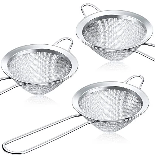 3 Pieces Cocktail Strainer Bar Strainer Fine Mesh Tea Strainer, 3.3 in