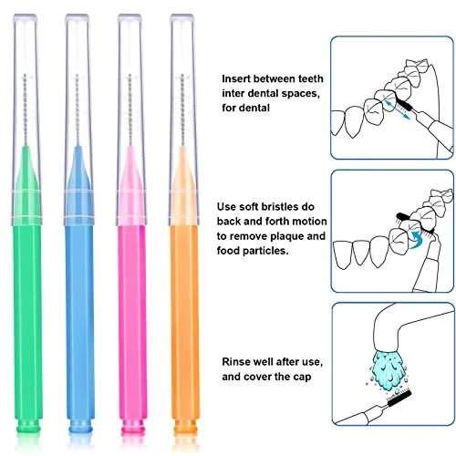 100 Pcs Braces Dental Brushes,Bright Colors view 3