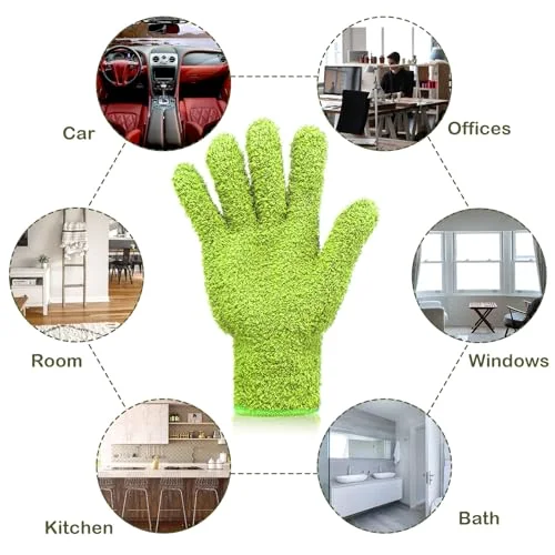 2 Pairs Microfiber Gloves for plants Dusting Cleaning Glove Mittens House Cars Blinds Dusting view 4