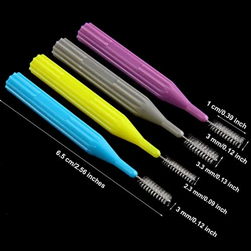 100 Interdental Brush Set, Light Blue, Yellow, Gray, Purple view 2
