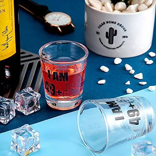 2 Pieces Middle Finger Shot Glass 2oz Black Funny Birthday Party Wine Glasses Present for Women and Men Celebrate Turning Birthday Decoration view 4