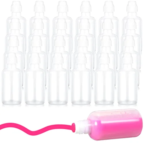 24 Pieces Empty 2 Ounce Paint Daubers Bottles Handy Sponge Tip Paint Daubers Bottles Refillable Squeeze Bingo Marker for Graffiti Art Wooden Boards Cloth Crafts Game Supplies