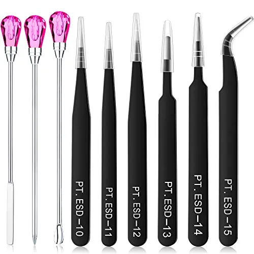 9 Pieces Resin Mold Tools Kit Resin Mold Silicone Clearance Tweezers Stirring Needle Spoon for Art Crafts, Jewelry Making, DIY Epoxy Casting Molds