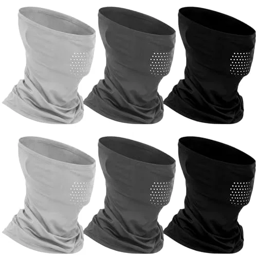 6 Pcs Breathable Cooling Neck Gaiter Summer Balaclava Face Mask with Mesh Holes UV Protection Sun Scarf for Men Women