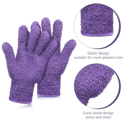 2 Pairs Microfiber Gloves for plants Dusting Cleaning Glove Mittens House Cars Blinds Dusting view 3