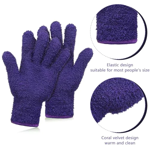 2 Pairs Microfiber Gloves for Plants,Dark Purple, Violet,Large view 3