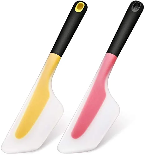 2 Pack Silicone Omelette Spatula Turner, Red Yellow