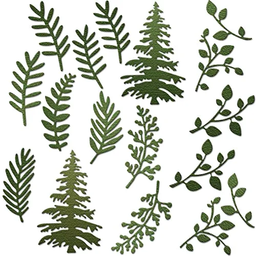 17 Pcs Tree Cutting Dies Plant Die Cuts for Card Making Spring Summer Scrapbook Stencils Craft Dies DIY Embossing Photo Decorative Leaf Cuts Template for Paper Craft