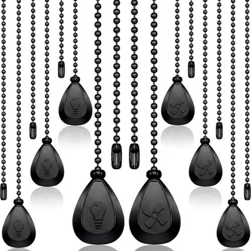 8 Pcs Bronze Ceiling Fan Pull Chain Extension Pendant Ornament 12 Inch Black Ceiling Pull Chain Extender Classic Drop Shaped Pendant Beaded Ball Cord for Fan Light Lamp with Connector
