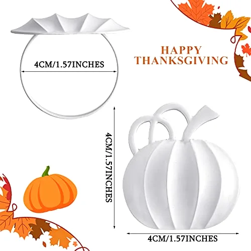 6 Pieces Fall Pumpkin Napkin Rings Thanksgiving, White view 2