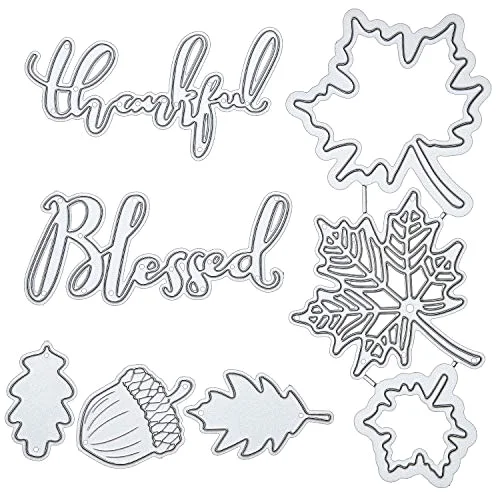 8 Pcs Thanksgiving Fall Metal Die Cuts, Maple Leaf Stencils DIY