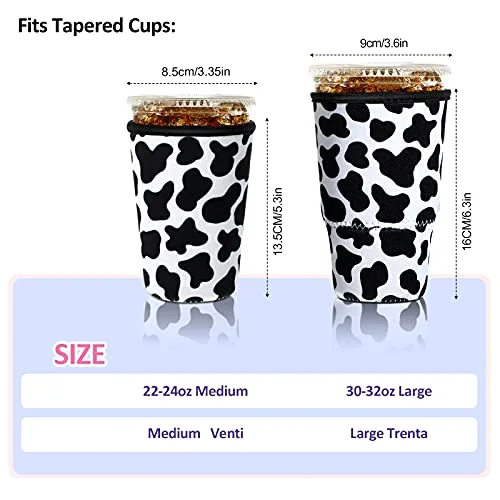 4 Pack Reusable Iced Coffee Insulator Sleeve, Neoprene Coffee Cup Holder for Iced Hot Drinks, Beverage Holder for Most Drinks view 3