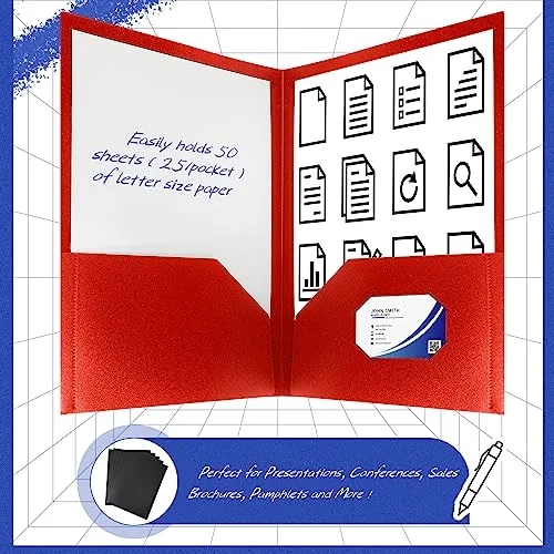 50 Pcs Plastic Folders with 2 Pockets Letter Size Folder,Multi Colors view 3