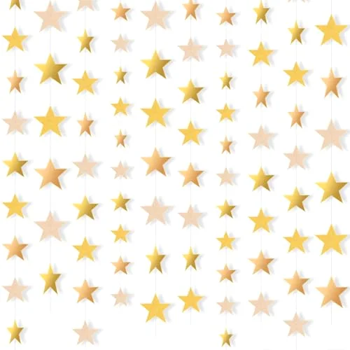 130 Feet Glitter Star Garland Banner 2026 Party Decoration Double Side Star Hanging String Streamer Paper Twinkle for Graduation Wedding Birthday