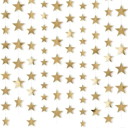 210 Feet Glitter Star Garland Banner 2026 Party Decoration Double Side Star Hanging String Streamer Paper Twinkle for Graduation Wedding Birthday
