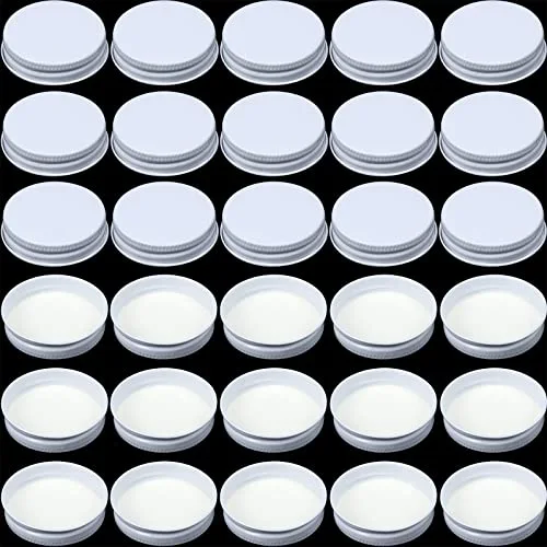 54 Pieces 38 mm White Growler Caps Lids, Tinplate Metal Screw Caps with White Filling Glue Fits for Most 1/2 and 1 Gallon Jugs