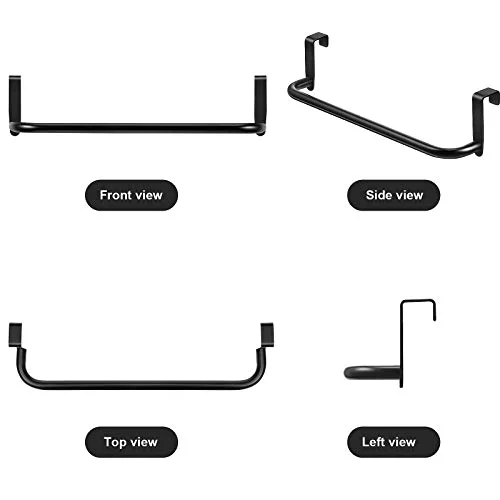 Over Cabinet Door Towel Bar, Metal Kitchen Rack,Black view 3