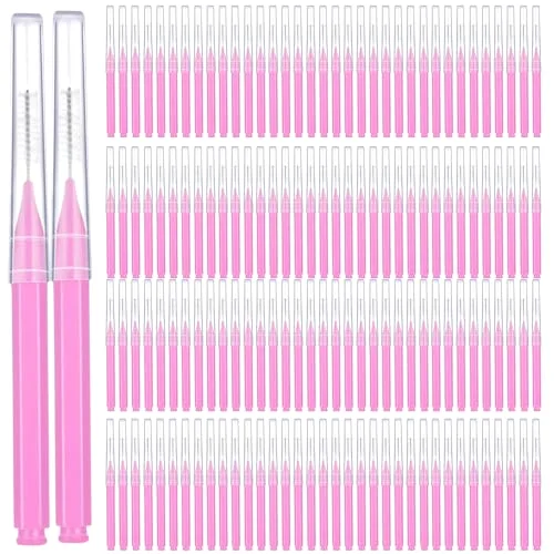 100 Pcs Braces Dental Brushes,Light Pink,Suitable Size