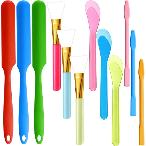 12 Pcs Silicone Stir Sticks Kit, Silicone Epoxy Brushes, Stir Tool Sticks, Mixing Spoon, Scraper DIY Crafts Tools for Resin Epoxy Liquid Paint