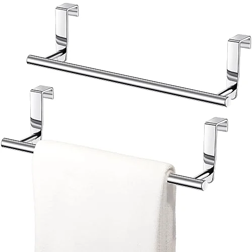 2 Pack Over Cabinet Towel Holder, Stainless Steel Towel Rack for Cabinet, 9 Inch for Home Kitchen Bathroom Doors
