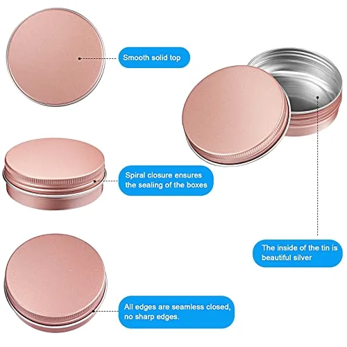 72 Pcs 2 oz Aluminum Tins Salve Containers with Screw Lid and Labels Round Cans Travel Cosmetic Metal Tins Jar for Candles Lotion Bars Balms Food Spice Candies DIY Crafts view 3