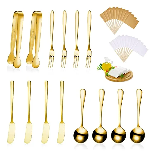 14 Pcs Charcuterie Utensils Cheese Knives Forks,Golden