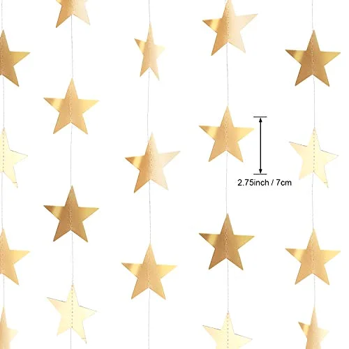 130 ft Star Garland Banner Decor,Champagne Gold view 3