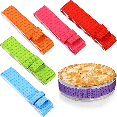 6 Pcs Cake Strips for Even Baking Cake Pan Baking Strips Colorful Absorbent Thick Tray Protection Straps for Clean Edges Home Kitchen Supplies