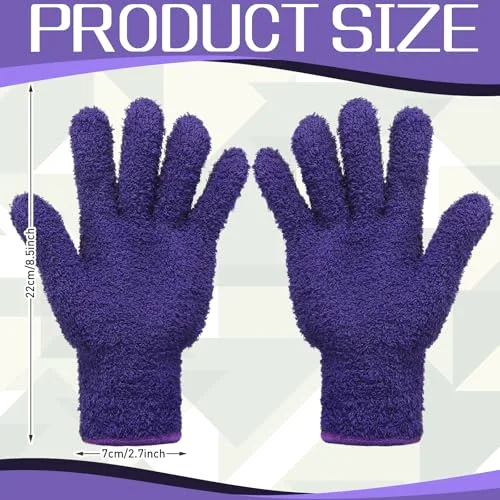 2 Pairs Microfiber Gloves for Plants,Dark Purple, Violet,Large view 2