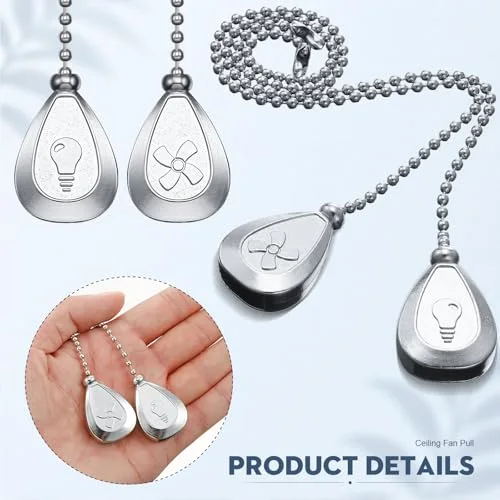 8 Pcs Bronze Ceiling Fan Pull Chain Extension Pendant Ornament 12 Inch Sliver Ceiling Pull Chain Extender Classic Drop Shaped Pendant Beaded Ball Cord for Fan Light Lamp with Connector view 2