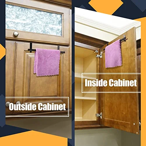 2 Pack Over Cabinet Towel Holder, Stainless Steel Towel Rack for Cabinet, 9 Inch for Home Kitchen Bathroom Doors view 4