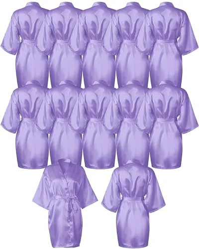 12 Pcs Bridesmaids Robes for Women Silk Satin Kimono Short Robe Bulk Bridal Party Wedding Sleepwear