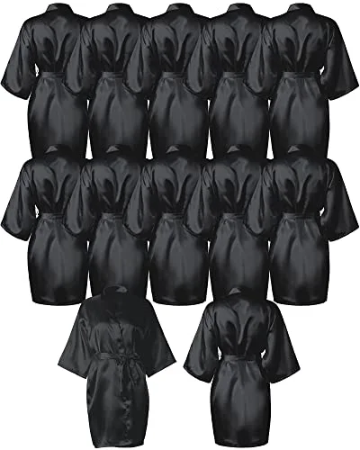 12 Pcs Bridesmaids Robes for Women Silk Satin Kimono Short Robe Bulk Bridal Party Wedding Sleepwear