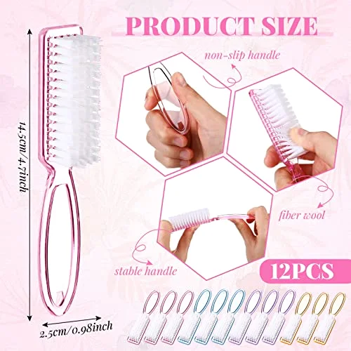 24 Pcs Nail Brushes for Cleaning, Fingernail Hand Toes,Transparent view 4