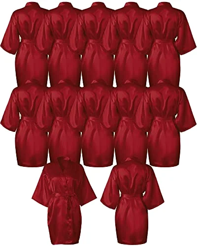 12 Pcs Bridesmaid Robes for Women, One Size, Claret Color