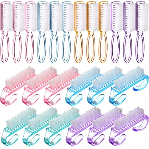 24 Pcs Nail Brushes for Cleaning, Fingernail Hand Toes,Transparent