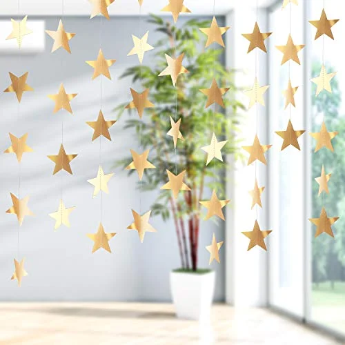 130 ft Star Garland Banner Decor,Champagne Gold view 4