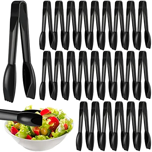 24 Pcs 6 Inch Utility Tong Plastic Serving Tongs Bulk Scalloped Serving Utensils Charcuterie Accessories Heavy Duty Tongs for Cooking Appetizers Food Catering Dinner Party