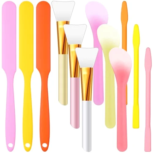 12 Pcs Silicone Stir Sticks Kit, Silicone Epoxy Brushes, Stir Tool Sticks, Mixing Spoon, Scraper DIY Crafts Tools for Resin Epoxy Liquid Paint